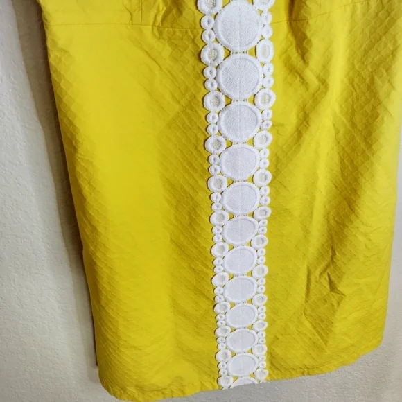 Lilly Pulitzer Jacqueline Lace Trim Shift Dress Yellow White Sz 6